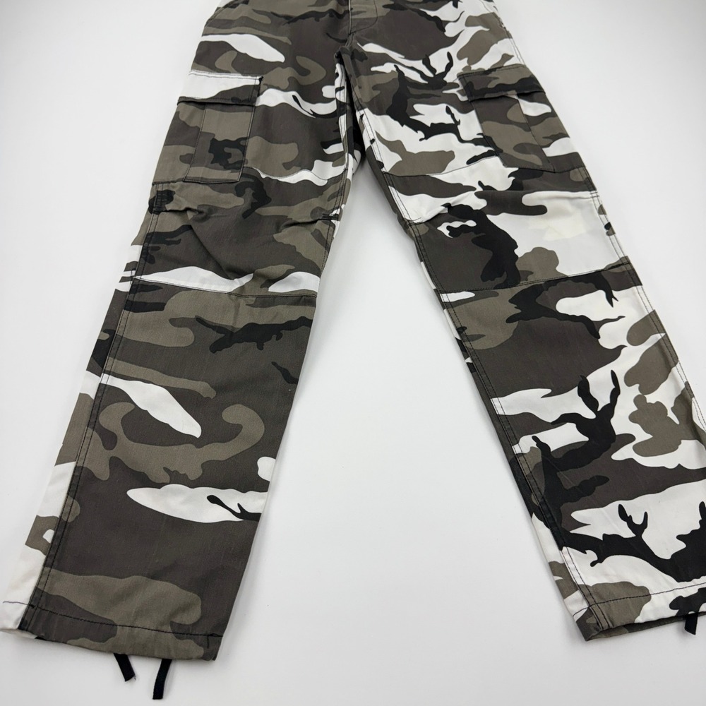 Urban Camo Cargo Pants Grey White Black High Waisted / BDU/ Y2K/Baggy SM Regular - Picture 10 of 11